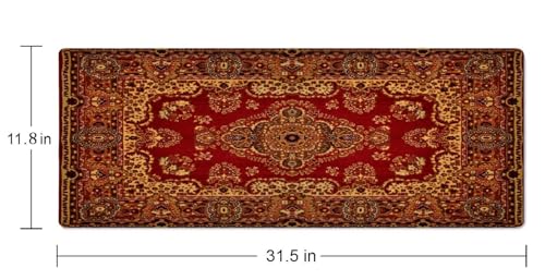 Rug Desk Mat Vintage Retro Boho Large Extended Mouse Pad XL Desk Pad Gaming Mousepad Keyboard Mouse Mat for Computer Laptop 31.5''X11.8'' Non-Slip Rubber Base with Stitched Edges - color: Rug Mouse Pad Vintage Retro Boho
