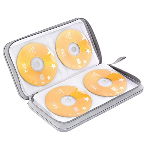 DVD Case, Bivisen CD Case Holder Wallet Binder 96 Capacity CD/DVD Cases Storage Holder Binder Organizer Wallet Book for Car Home Travel (White) - color: White