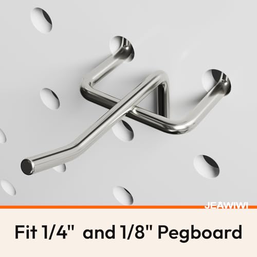 JEAWIWI 50 Pack 2 Inch Metal Pegboard Hooks, Fit 1/4 in and 1/8 in Peg Board Organizer Accessories, for Hanging Storage, Garages, Tool Sheds, Basements - size: 2IN 50PCS