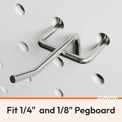JEAWIWI 50 Pack 2 Inch Metal Pegboard Hooks, Fit 1/4 in and 1/8 in Peg Board Organizer Accessories, for Hanging Storage, Garages, Tool Sheds, Basements - size: 2IN 50PCS