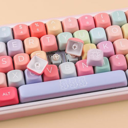 Tsungup PBT MOA Keycaps126 Keys Cute Gummy Bear Rainbow Candy Custom Keycaps 100 Percent Keyboard,Dye Sublimation Keycap Keyboard Keycap Set for MX Switches Mechanical Keyboard(only keycap) - color: Rainbow Candy