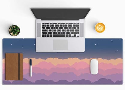 Gaming Mouse Pad Large,Cute Clouds Purple Mouse Pad Gaming Mouse Mat Desk Pad,31.5 x 11.8 Desk Mat Mouse Pads for Desk,Extended Keyboard Mousepad with Non-Slip Base and Stitched Edge - color: Cute Clouds Purple