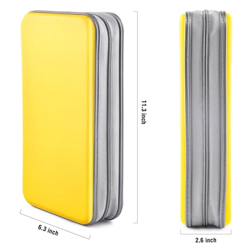 DVD Case, Bivisen CD Case Holder Wallet Binder 96 Capacity CD/DVD Cases Storage Holder Binder Organizer Wallet Book for Car Home Travel (Yellow) - color: Yellow