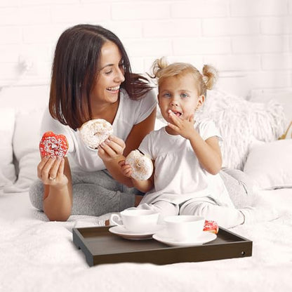 Artmalle Bed Tray Table Folding Legs with Handles Groove Breakfast Food Tray for Sofa, Bed, Eating, Drawing, Platters Serving Lap Desk Snack Trays (Brown Medium) 2 Pack - size: Medium (11.8" x 15.7" x 1.6") x 2 Pack