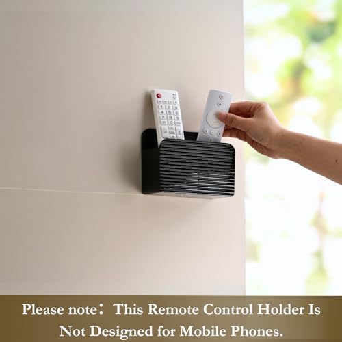 LINFIDITE Adhesive TV Remote Control Holder Wall Mount TV Remote Holder For Bedside Wall Remote Control Caddy Storage Organizer Stand Box （For 2 Or 4 Remote Controls – Black – Quantity 1） - color: Gloss Black, size: 1 Pcs Fxed Dividers