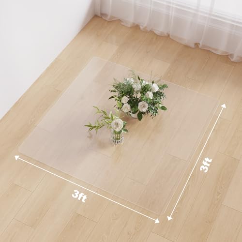 3'×3' Frosted Clear Waterproof Area Mat for Hard Floor, No Scratches Plastic Floor Mat for Litter Boxes, Spill-Resistant Easy Cleaning Floor Protector for Under Refrigerator, Plant Pots - color: Clear, size: 3' x 3' (Rectangular)