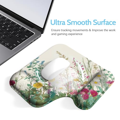 Ergonomic Mouse Pad with Gel Wrist Rest (1"& 1.2" Dual Height) - Mouse Pads Compact Mousepad Desk Mat Office, Gaming & Carpal Tunnel Relief | Non-Slip Rubber Base Wildflower Garden - color: Wildflower Garden