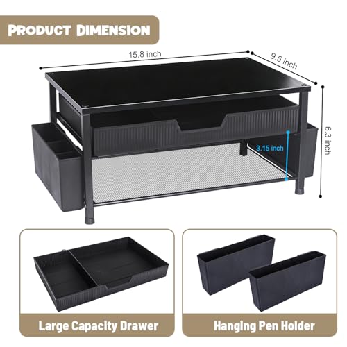 Printer Stand for Desk, Desk Organizer with Storage, Desktop Printer Table for Home Office, Multi-Purpose for Home Printer, Fax Machine, Scanner, Die-Cut Machine (Black) - color: Black-High