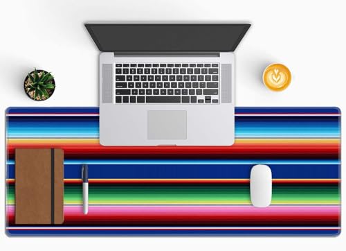 Desk Pad, XL Extended Large Gaming Mouse Pad 31.5 x 11.8 Inch, Waterproof Mousepad with Stitched Edge, Non-Slip Computer Keyboard Laptop Mat for Women Men Office Work, Mexican Fabric Pattern - color: Mexican Fabric Pattern
