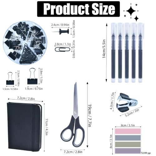 Black Desk Accessories, 24Pcs Office Supplies and Desk Organizers, with Tape Dispenser, Stapler, Staple Remover, Ect, Gift Box Packaging - color: Black