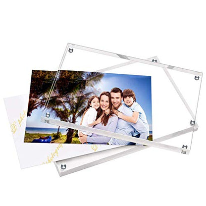 HELPLEX Acrylic Frames, 2 Pack 5x7, 24mm Thicker Frameless Clear Picture Frame, Double Sided Magnetic, Free Standing Desktop Display - size: 5x7(2 PACK)