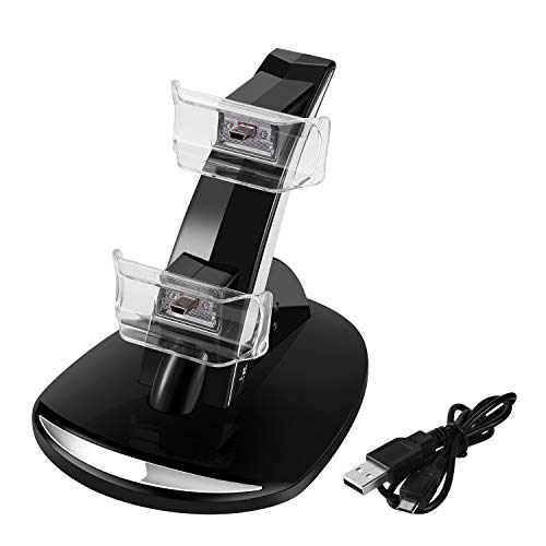 TNP Compatible with PS3 Controller Charger Stand for Sony Playstation 3 Controller compatible with Dualshock 3 Charging, 2 Tier Docking Station Stand and 2 USB PS3 Cable ports with LED Indicators