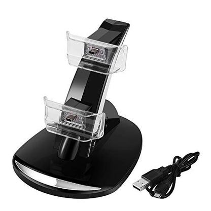 TNP Compatible with PS3 Controller Charger Stand for Sony Playstation 3 Controller compatible with Dualshock 3 Charging, 2 Tier Docking Station Stand and 2 USB PS3 Cable ports with LED Indicators