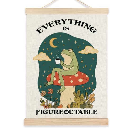 LZYRF Everything is Figureoutable Inspirational Wall Decor, Rustic Cottagecore Frog Positive Affirmations Canvas Prints Wall Decor for Office Classroom Home, 12x16 Inch - color: Everything is Figureoutable - Frog, size: 16"L x 12"W
