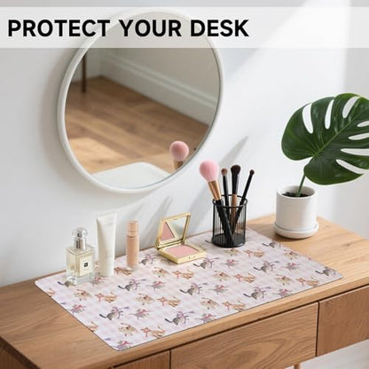 AUPET PU Leather Desk Pad Protector Blotter, Animal 35 x 17in Large Mouse Pad,Cute Office Desk Mat,Waterproof Non-Slip Desk Writing Drawing Pad for Office Home Game (Cats with Bow tie) - color: Cats With Bow Tie