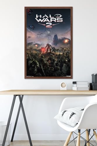 Trends International Halo: Halo Wars 2 - Key Art Wall Poster, 22.375" x 34", Mahogany Framed Version - color: Mahogany Framed Version, size: 34"L x 22.4"W
