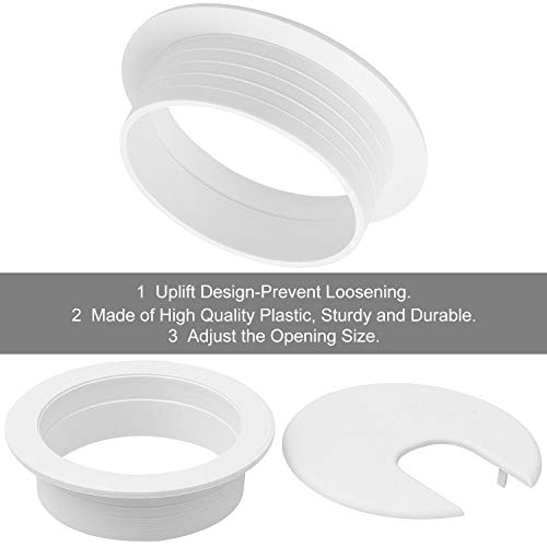 20Pack 2" Black Desk Grommet, HNBun Wire Cable Hole Cover Plug Cap Insert, PC Computer Desk Plastic Grommet Cord Wire Organizer Caps for Hide Office Cords and Cables - color: White