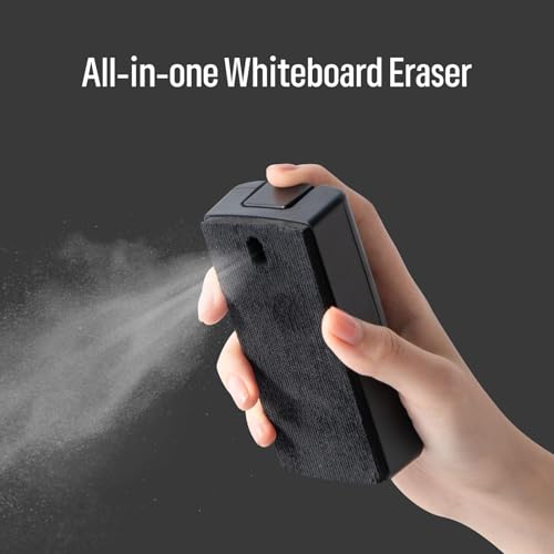 loukin All-in-One Magnetic Dry Erase Eraser, Patent Whiteboard Eraser with Whiteboard Cleaner, Ideal for Classroom, Home and Office Use, 2 Markers Included - color: Black (All-in-one)