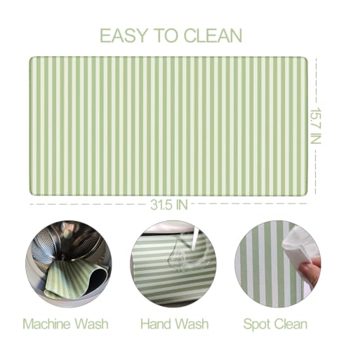 Green Striped Desk Mat Cute Pastel XXL Large Gaming Mouse Pad Desk Pad Kawaii Aesthetic Home Office Decor Cozy Keyboard Laptop Computer Mat - color: A2- Green