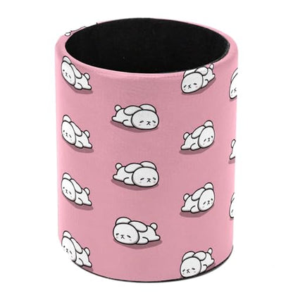 Cute Pink and Rabbit Pen Holder Pencil Organizer for Desk, 3.1” x 3.1” x 3.9” Pencil Cup Office Supplies, Large Capacity Cute Pen and Makeup Brush Holder for Home, School, Desktop - color: Cute Pink and Rabbit
