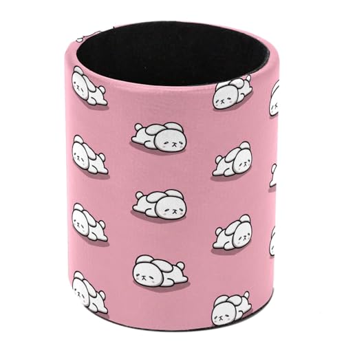 Cute Pink and Rabbit Pen Holder Pencil Organizer for Desk, 3.1” x 3.1” x 3.9” Pencil Cup Office Supplies, Large Capacity Cute Pen and Makeup Brush Holder for Home, School, Desktop - color: Cute Pink and Rabbit