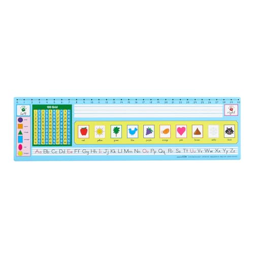 Really Good Stuff 24PK Zaner-Bloser 100-Grid with Number Line Self-Adhesive Vinyl Desktop Reference Nameplate with Left and Right Handprints, Shapes and Colors - color: Light Blue