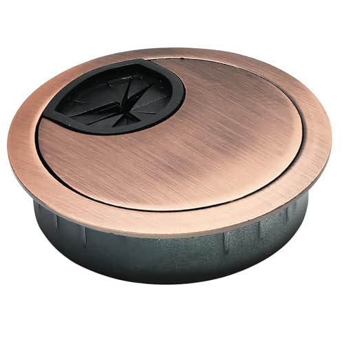 Desk Grommet 2" (50 mm), Desk Cord Hole Cover, Cable Grommet Metal Zinc Alloy Materilal, Desk Hole Grommet for Office and Home Table Cable, Detachable Cable Cord Organizer (Copper Red 1 Pcs) - size: 2" (50 mm), style: Copper Red