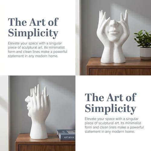 Face-Holding Creative Pen Holder Art Decor Ornament, suitable for desk/vanity tabletop brush storage, home/office/bookshelf room decoration, with artificial flower base and gift-giving.