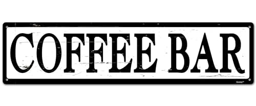 Coffee Wall Decor Sign, Funny Bar Sign, Station Decor 'COFFEE BAR' 4 * 16" Metal Aluminum Sign - color: Num007