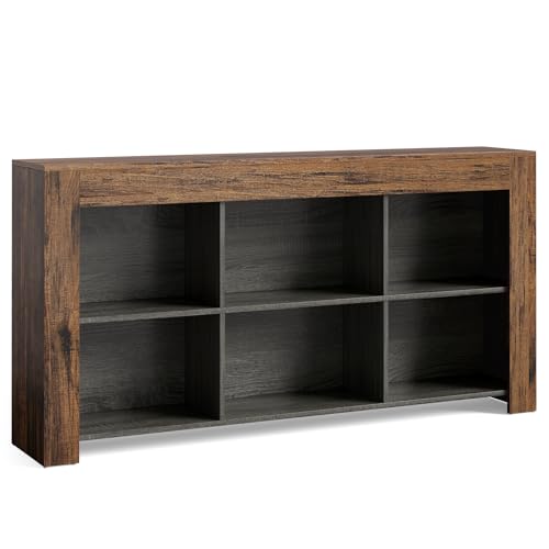 LITTLE TREE TV Stand with Storage, 63-Inch Entertainment Center with Shelves, Modern Media Console for Television up to 65" for Living Room, Bedroom, Brown + Black - color: Brown + Black