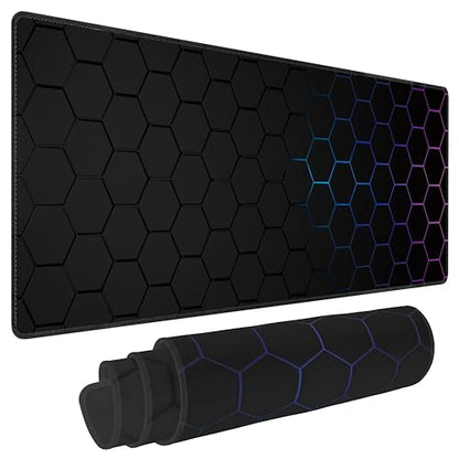 Hexagon Honeycomb Large Mouse Pad,Gaming Keyboard Desk Pad,Extended Mouse Mat Non-Slip Rubber Base with Stitched Edges for Office Game Home XL 31.5"x11.8" - color: Honeycomb, size: 31.5L x 11.8W inches