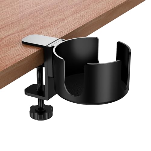Large Desk Cup Holder Clamp, Anti-Spill Cup Holder for Desk, 3.7" Holder, Easy to Install Clamp on Cup Holder, Desk Cup Holder Compatible with Universal Cup & Pen Holder (1, Black)