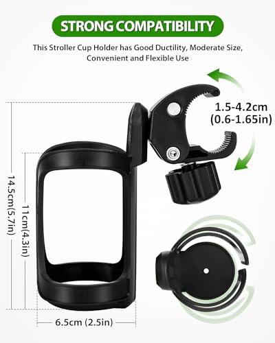 2 Pack Stroller Drink Holders, Universal Cup and Bottle Holder for Trolleys, Walkers and Bikes
