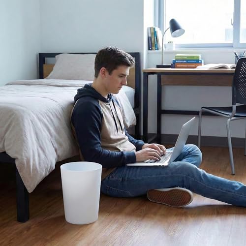 Mini Waste Basket - Durable Small Plastic Garbage Trash Can Bin - Lidless Open-Top, Slim Profile for Compact Spaces - Suitable for Home, Bathroom, Office, Bedroom, Kitchen and More, White - color: White