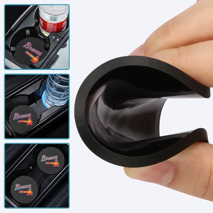 Car Cup Holder Coasters for Atlanta Braves Baseball Fans, Braves Car Coasters for Cup Holder Insert Silicone Non-Slip - color: 11br12av