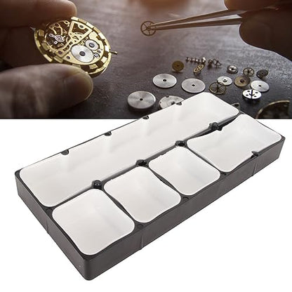 Waterproofs Watch Parts Storage Box with 5 Compartments Shockproof Organizer Case for Small Accessories Screws Jewelry for Watchmakers Technicians Enthusiastsand Enthusiasts ﻿