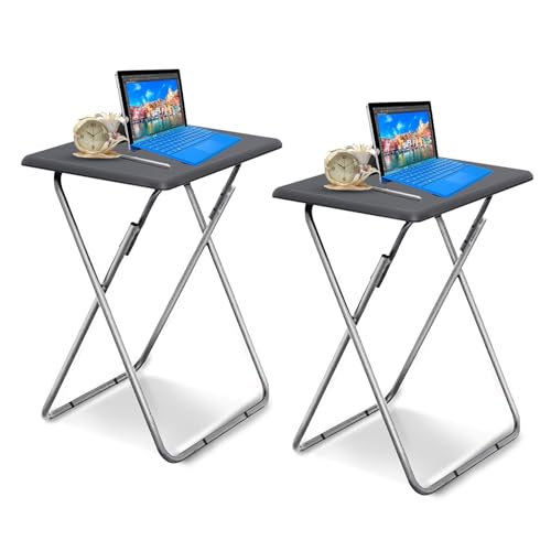 Garden 4 you Folding TV Tray Table TV Dinner Trays Tables for Eating,Stable Tv Trays Table 25In, Folding Tray Side Table, Foldable Snack Tables for Bed & Sofa, 15 x 18.9 x 26 in (Grey,2PC) - color: Grey, size: 2pcs