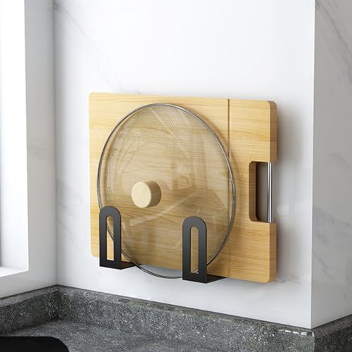 Pot Lid Rack, Wall Mounted 304 Stainless Steel Pan Lid Organizer Holder, Self Adhesive, Kitchen Cooking Utensil Tool (Black) - color: Black