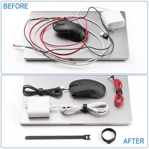 200 PCS 8 Inches Reusable Cable Ties | Adjustable Cord Wraps, Cable Straps | Hook & Loop Cord Organizer, Cable Management - size: 8 Inch 200 Pcs