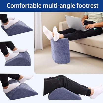 Foot Rest for Under Desk at Work, Ergonomic Under Desk Footrest with Washable Cover for Office, Home & Gaming Leg Elevation Pillow Blue - color: Blue