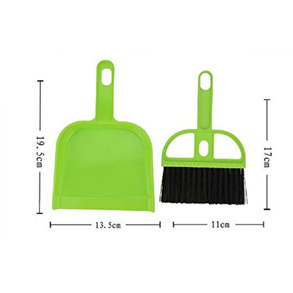 Pet Cage Broom Brush Dustpan Set - Small Cat Litter Sweeper for Pet Cage Clean and Car Keyboard Brush (Green) - color: Green