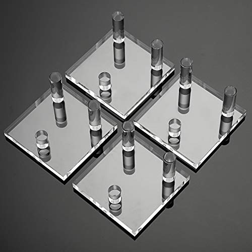 Hipiwe Clear Acrylic Display Stand - Three-Peg Display Easel Stands for Fossil Coral Geodes Rock Mineral Agate Small Collectibles, Set of 4