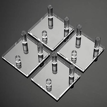 Hipiwe Clear Acrylic Display Stand - Three-Peg Display Easel Stands for Fossil Coral Geodes Rock Mineral Agate Small Collectibles, Set of 4