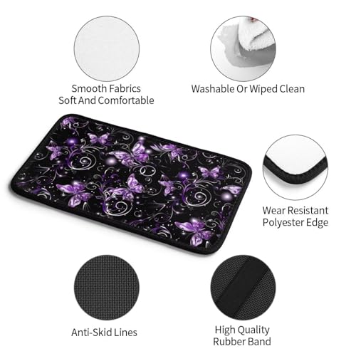 Car Center Console Cover Purple Butterfly Polyester Fabric Auto Armrest Cover Boho Flower Butterflies Cute Hippie Scratch Resistant Wear-Resistant Universal Car Armrest Storage Box Pad - color: Butterfly