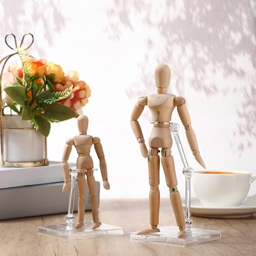 Wonderjune 24 Pack Action Figure Stand Model Support Stand Clear Doll Base Assembly Action Figure Display Holder Base with Screwdriver Compatible HG/RG 1/144 Toy, Transparent(6.3 Inches) - size: 6.3 Inches