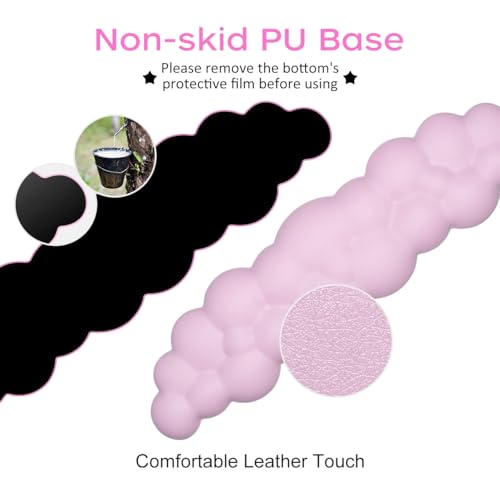 JIKIOU Upgrade Leather Cloud Keyboard Wrist Rest, Cloud Wrist Rest with Non-Slip PU Base, Comfortable Memory Foam Wrist Rest for Computer Laptop Mac Gaming Office and Pain Relief Christmas Wish Gift - color: 05pink With Lilac