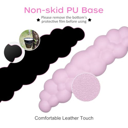 JIKIOU Upgrade Leather Cloud Keyboard Wrist Rest, Cloud Wrist Rest with Non-Slip PU Base, Comfortable Memory Foam Wrist Rest for Computer Laptop Mac Gaming Office and Pain Relief Christmas Wish Gift - color: 05pink With Lilac