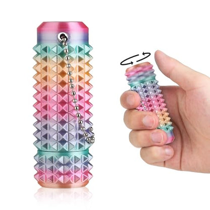 Little Ouchies Pain Stim Fidget Toy, 3D Printed Pocket Spiky Keychain with Clicker Button Spinner Sensory Toys for Anxiety Focus & Stress Reduction Novelty Gifts(Rotate Rainbow) - color: Rotate Rainbow