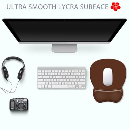 Ergonomic Mouse Pad with Wrist Rest, Comfortable Gel Concave Mouse Pad with Non-Slip Base, Pain Relief Mouse Pads with Smooth Wrist Support for Office & Home (Brown) - color: Brown