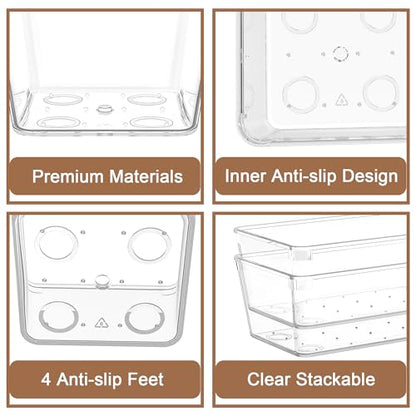 7Pack Desk Drawer Organizers, 6"*9" makeup acrylic drawer organizer trays for vanity, bathroom, office, nightstand, junk for kitchen drawer, Versatile plastic drawer divider storage bins
